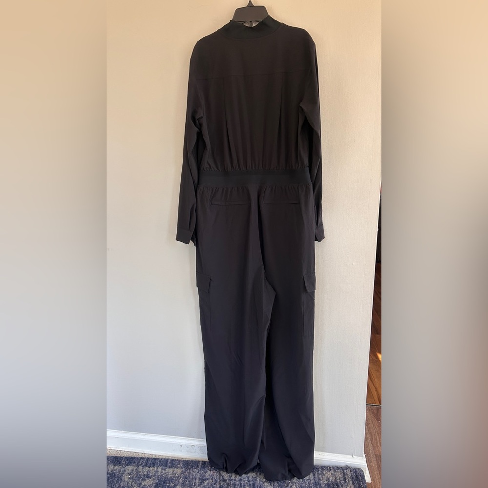 ATHLETA Brooklyn Long Sleeve Jumpsuit Black Utility Cargo Outdoor Travel 10 Tall - Picture 13 of 16